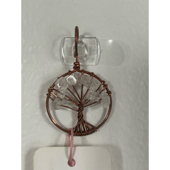 Handmade Copper and Serpentine Crystal Tree of life 3.5x2” Wall Decor - Picture 1 of 5